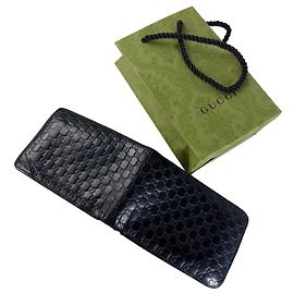 Cartera de Cuero Gucci GG Monogram Vintage Negra Negro