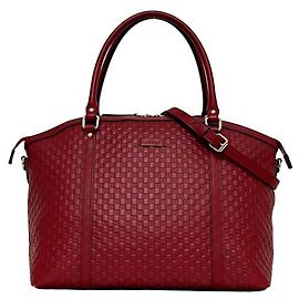 Gucci Red Leather Tote Bag Red