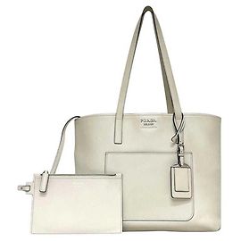 Bolsa Tote de couro branco Prada Branco