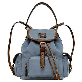 Miu Miu Women's Medium Backpack Brown Light blue