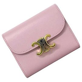Céline Celine Pink Leather Tri-fold Wallet Pink