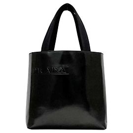 Prada Black Leather Tote Bag Black