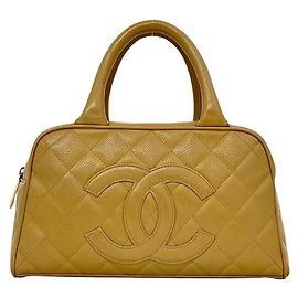 Mini bolso Boston en piel de becerro granulado beige Chanel Beige