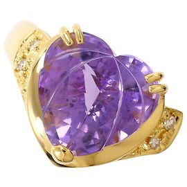 Autre Marque 18K Gelbgold-Ring mit Amethyst und Diamant Golden