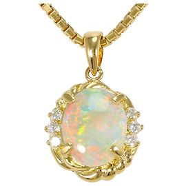 Autre Marque Colar de ouro amarelo 18K com opala e diamantes Dourado