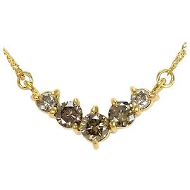 Autre Marque Collier en or jaune 18K avec diamant marron Marron Doré