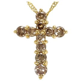 Autre Marque Colar de ouro amarelo 18K com diamante marrom Marrom Dourado