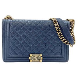 Chanel Boy Chanel Large Shoulder Bag in Navy Navy blue