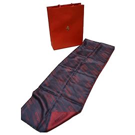 Autre Marque Cachecol Ferrari em seda e cashmere Bordeaux Azul escuro