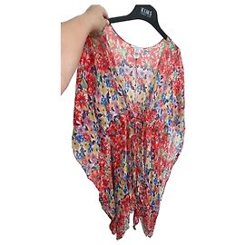 Shanghai Tang Shan Top Kaftan de seda floral Rosa Branco Vermelho Azul Verde Roxo Amarelo