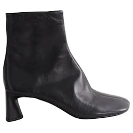 Balenciaga Black Leather Ankle Boots Black