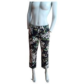 Pantalones Dolce & Gabbana de algodón con estampado floral Negro Blanco Multicolor Verde