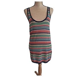Zapa Multifarbiges Gestreiftes Strickkleid Rot Blau Mehrfarben Beige Grün