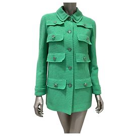 Chanel Cruise 2020 Look 16 Green Bouclé Jacket Size FR 40 Pre-owned Other
