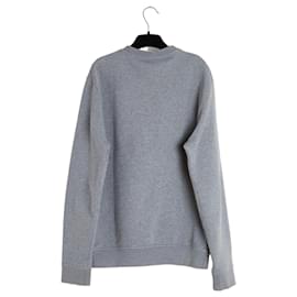 Hermès graues Baumwoll-Sweatshirt mit schwarzem Leder-Pferdekopf Grau