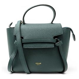 Céline NOVA BOLSA CELINE BELT PICO 194263 COURO GRANULADO VERDE COM ALÇA Verde