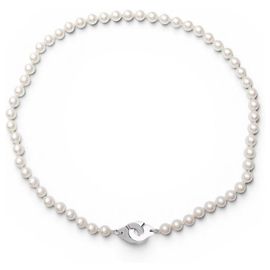 NOVO COLAR DINH VAN MANOLETTE R12 EM OU BRANCO 18K & PÉROLAS AKOYA Prata