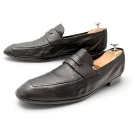 SAPATOS BERLUTI ANDY 10.5 44.5 MOCASSINS EM COURO MACIO Marrom