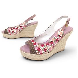 LOUIS VUITTON OLIVIA WEDGE SHOES 37.5 MULTICOLOR FLOWERS Multiple colors