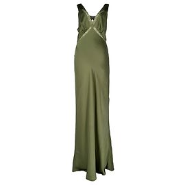 Robe longue Chania de Reformation en soie olive Vert Vert olive