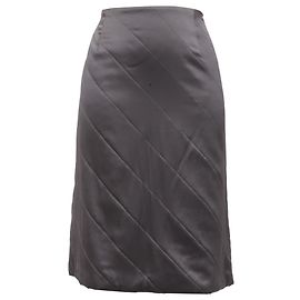 Jupe genou en soie grise Oscar De La Renta Gris