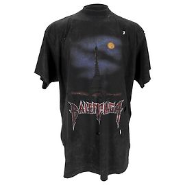 Camiseta oversized Balenciaga con estampado desgastado en algodón negro Negro