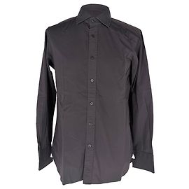 Tom Ford Button-Down-Hemd aus dunkelgrauer Baumwolle Grau