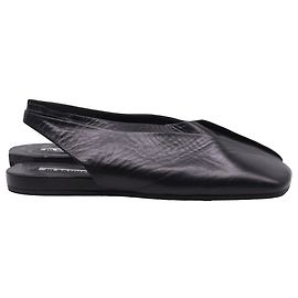 Jil Sander Square-Toe Slingback Flats in Black Leather Black