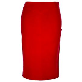 Jupe midi Joseph en cuir rouge Rouge