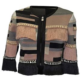 Veste de soirée à franges et rayures Herve Leger en rayonne multicolore Multicolore