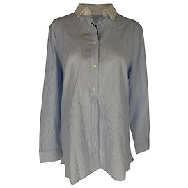 Camicia Burberry a righe con bottoni in cotone blu Blu