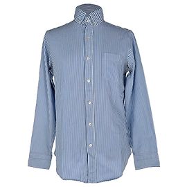 Tom Ford Gestreiftes Button-Down-Hemd aus blauer Baumwolle Blau