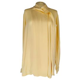 Max Mara Onorata Scarf Accent Blouse in Ivory Silk White Cream