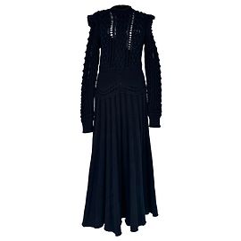 Robe pull maxi plissée en maille Gabriela Hearst en cachemire noir Noir