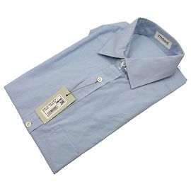 Autre Marque Hellblaues Kurzarmhemd Mass 90s Vintage Größe 38/15 Blau