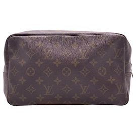 Louis Vuitton Beauty case e pochette clutch in tela monogrammata vintage Marrone