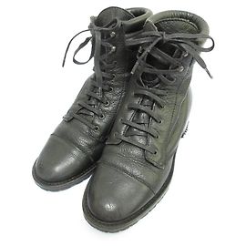Botas curtas de amarrar em couro Max Mara Preto