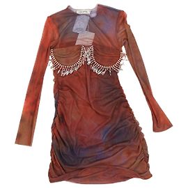 Autre Marque Gerafftes Mini-Kleid in Rostfarbe - Größe S Andere