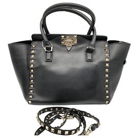 Valentino Black Rockstud leather tote bag Black