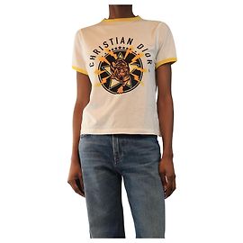 Christian Dior Top de tigre blanco y amarillo - talla XS Blanco
