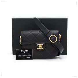 Chanel Mini borsa a tracolla mezza luna con catena dorata in nero Nero