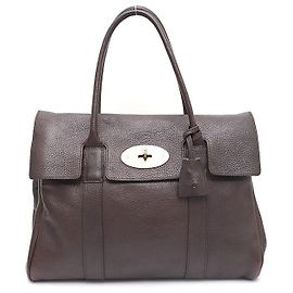 Mulberry Borsa Tote Basewater Dark Brown Flap Lock Marrone