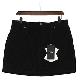 Fendi Mini saia jeans com logotipo FF preto Preto