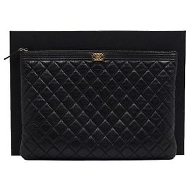 Chanel Pochette Large Black Caviar Boy Noir