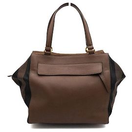 Fendi Borsa tote in tela e pelle marrone Marrone