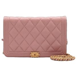 Chanel Bolsa WOC Boy em Caviar Rosa com Corrente Dourada, Bolsa de Ombro e Transversal Rosa