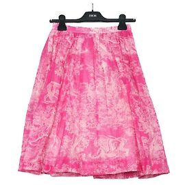 Dior Falda acampanada de sarga de algodón rosa Rosa