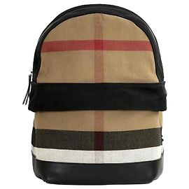 Burberry Check Canvas Leather Backpack Brown