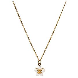 Chanel Collar White Star CC Gold Blanco
