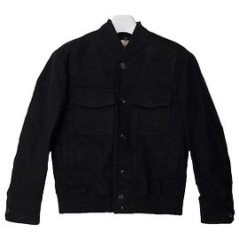 Loro Piana Giacca Bomber in Camoscio e Velluto Nero Nero